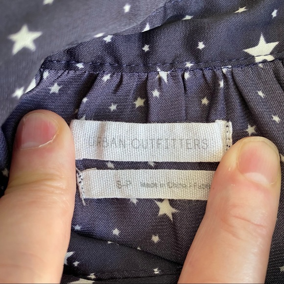 UO Stars Print Button Down Gathered Neck Blouse - Picture 10 of 14